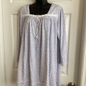 Eileen West Floral Nightgown - White and Blue
